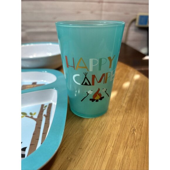 3 Piece Bass pro shop happy camper child’s Divided Plate Bowl And Cup Set - Picture 5 of 7